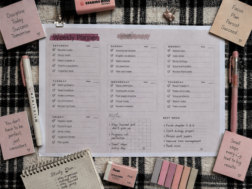 study nood - weekly planner