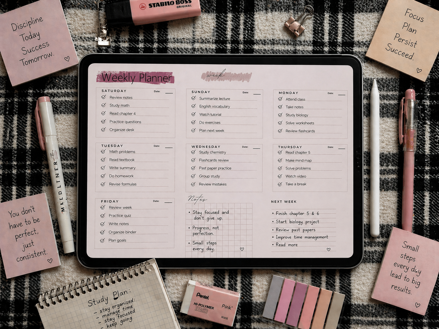 study nood - weekly planner