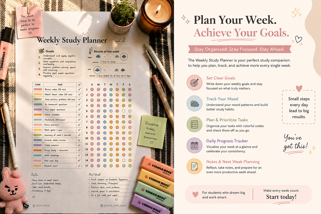 Study Nood-Digital weekly study planner